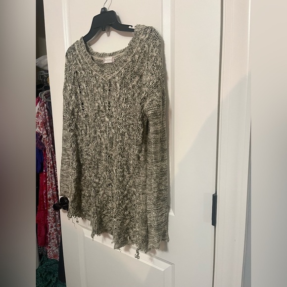 Altar’d State Green White Knit Sweater Size Medium - Picture 3 of 7